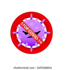 Kill COVID-19. Stop COVID-19. COVID-19 is die. COVID-19 vector, Coronavirus vector, and purple virus vector on white background.