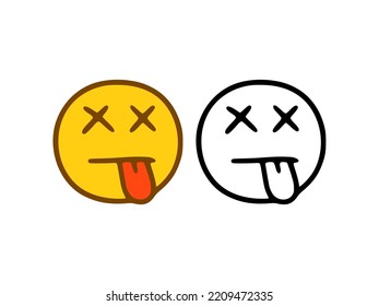 Kill face emoticon in doodle style isolated on white background