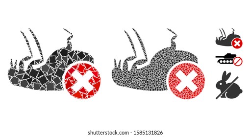 Kill flea icon mosaic of unequal parts in various sizes and color hues, based on kill flea icon. Vector unequal items are organized into collage. Kill flea icons collage with dotted pattern.
