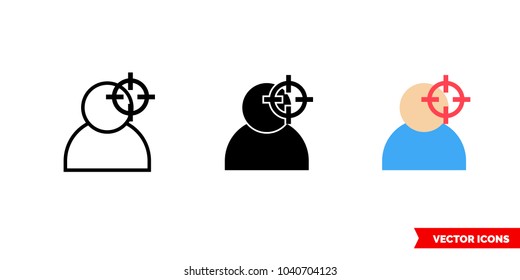 Kill icon of 3 types: color, black and white, outline. Isolated vector sign symbol.
