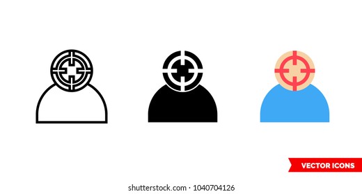 Kill icon of 3 types: color, black and white, outline. Isolated vector sign symbol.