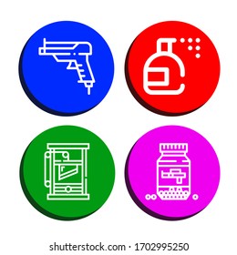 kill icon set. Collection of Gun, Insecticide, Guillotine, Ammo icons