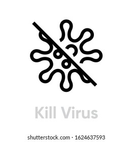 Kill Virus, Bacteria vector icon. Editable line pictogram
