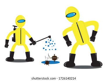 Kill Viruses With Disinfectants 02 Illustration (Covid-19)