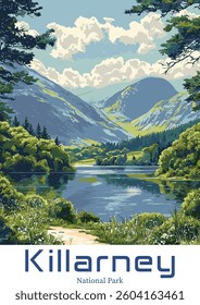 Killarney National Park Vector Illustration.
