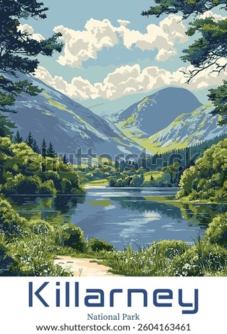 Killarney National Park Vector Illustration.