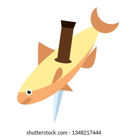 Killed shark flat illustration on white