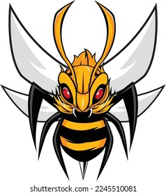 KILLER BEE FLYING FRONT VIEW VECTOR