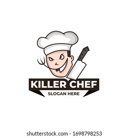 concepto del logo del chef asesino (dibujo animado)