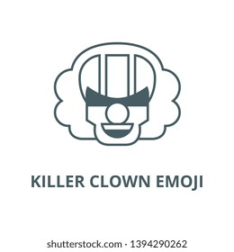 Killer clown emoji vector line icon, linear concept, outline sign, symbol