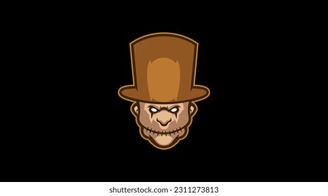 killer clown head with hat logo abstract vector template