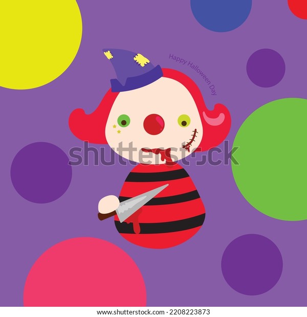 Killer Clown Vector Illustration Happy Halloween Stock Vector (Royalty ...