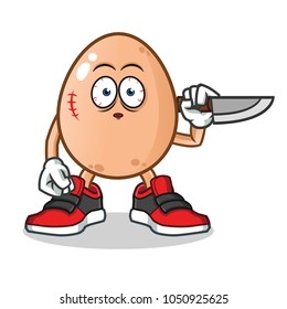killer egg mascot vector cartoon illustration