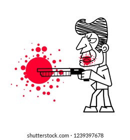 Killer with firearms vector illustration on white background.