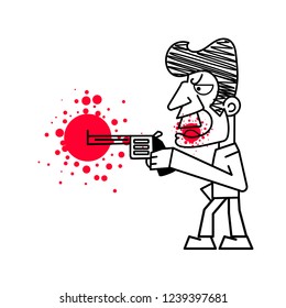 Killer with firearms vector illustration on white background.