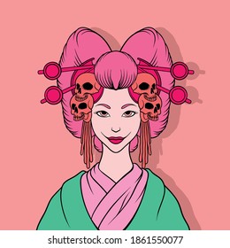 ilustración de geisha asesino para uso comercial