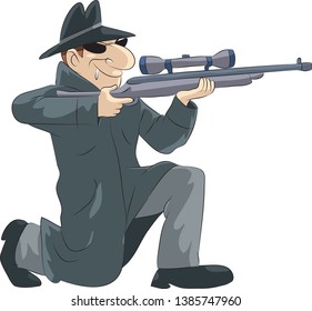 Killer Gun Fire Cartoon Drawing Stock Vector (Royalty Free) 1385747960