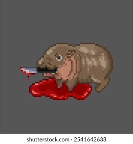Hipopótamo asesino, pixel art meme 