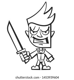 Killer With Knife. Happy Halloween Vector Illustration