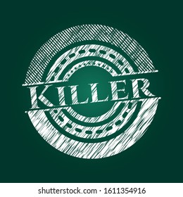 Killer on chalkboard. Vector Illustration. Detailed.
