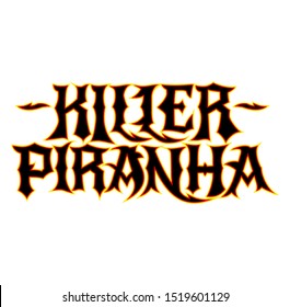 Killer Piranha Lettering vector emblem design