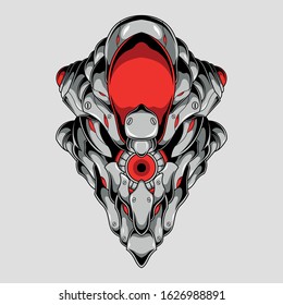 killer robot head illustration for commercial use