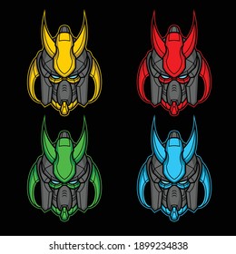 killer robot head illustration pack for commercial use