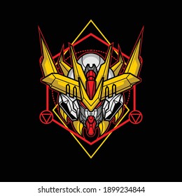 killer robot head with sacred geometry for commercial use
