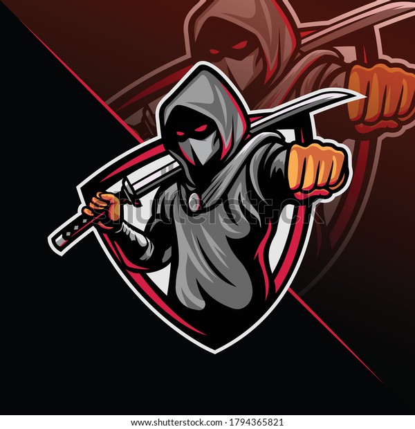Killer Shadow Mascot Logo Designs Esports Stock Vector (Royalty Free