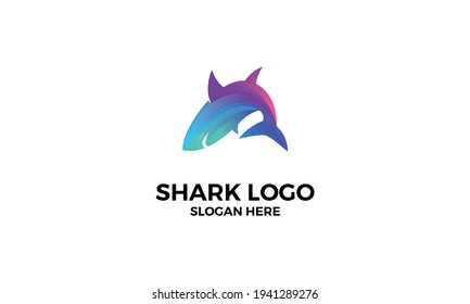 Killer Shark Colorful Logo Vector Icon Illustration
