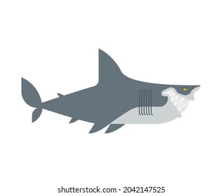 Killer shark isolated. Sea predator. Big fish monster. vector illustration