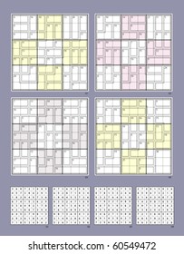 Killer Sudoku vector set. Medium & Hard