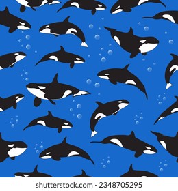 killer whale background seamless pattern