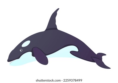 Killer whale cartoon character . Vector .