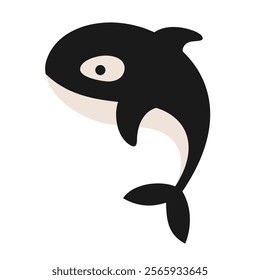 Killer whale clipart. Cute Arctic animal clipart. Hand draw vector illustration in flat style