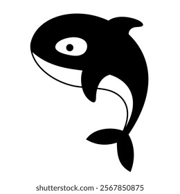 Killer whale clipart. Cute Arctic animal clipart. Hand draw vector illustration in flat style