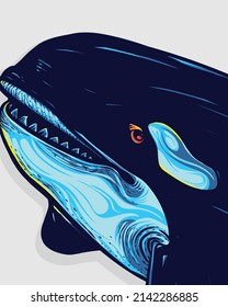 killer whale close up artwork illustration