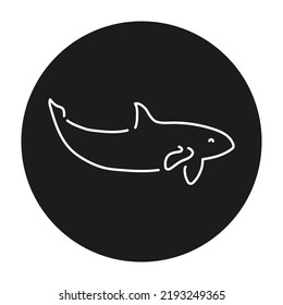 Killer whale color line illustration. Marine mammals