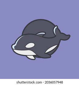 Killer whale cute character illustration logo