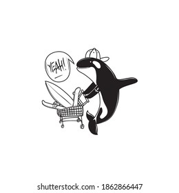Killer whale does shopping