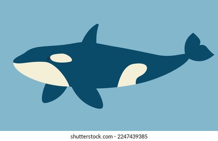 Killer whale in flat style. Beautiful underwater inhabitant.