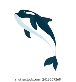 Killer whale. Whale. Flat vector illustration. Elements suitable for animation. 