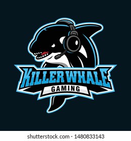 Killer whale for gaming logo, vector illustration