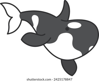 Icono de la ballena asesina en estilo de color plano. Mamífero marino