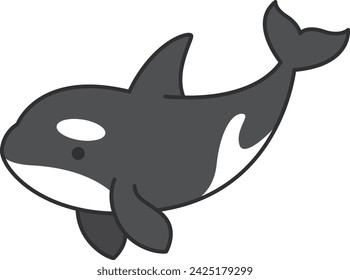 Killer whale icon in flat color style. Killer whale marine mammal