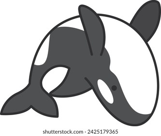 Killer whale icon in flat color style. Mammal killer whale