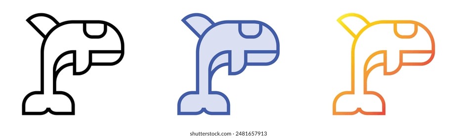 killer whale icon. Linear, Blue Fill and Gradient Style Design Isolated On White Background