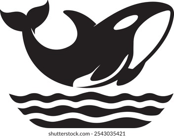 Killer Whale icon silhouette with white background