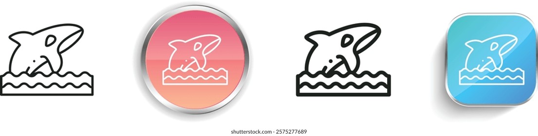 killer whale icon. Thin Linear, Regular and Button Style Design Isolated On White Background