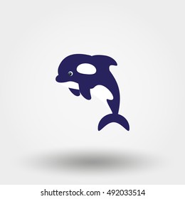 Killer whale. Icon for web and mobile application. Vector illustration on a white background. Flat design style.
